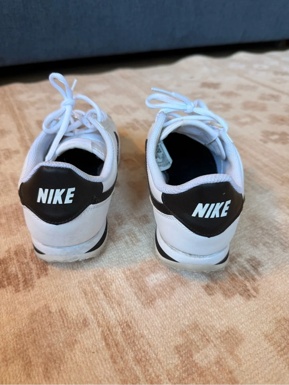Nike White and Black Low-Top Cortez Sneakers